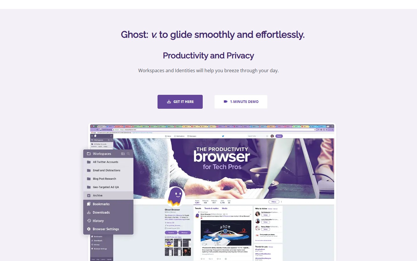 Официальный интерфейс или основной экран Ghost Browser