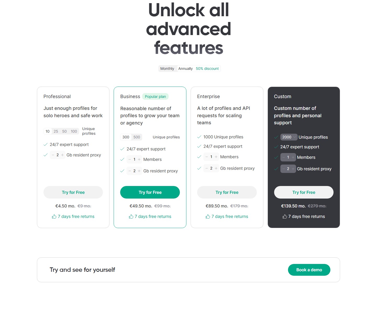 официальные тарифы GoLogin