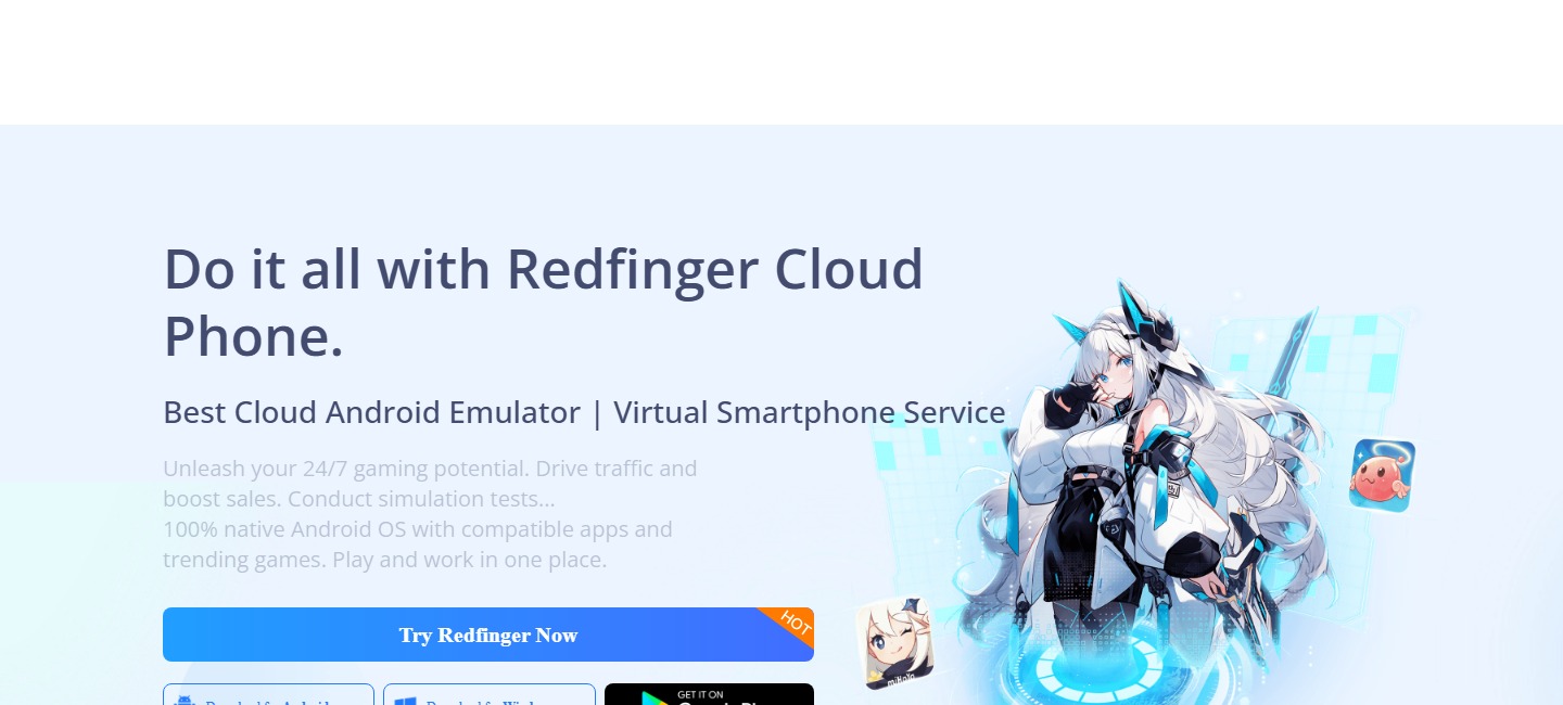 Официальный основной экран Redfinger