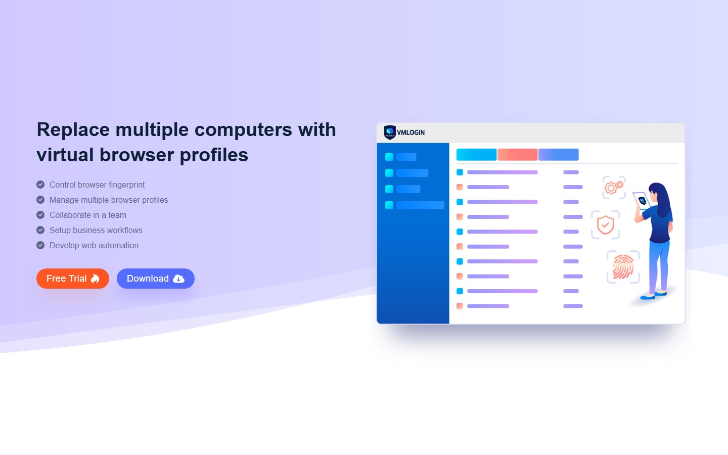 Официальный основной экран VMLogin