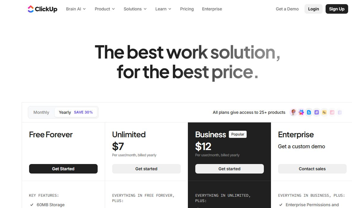 тарифы ClickUp Brain
