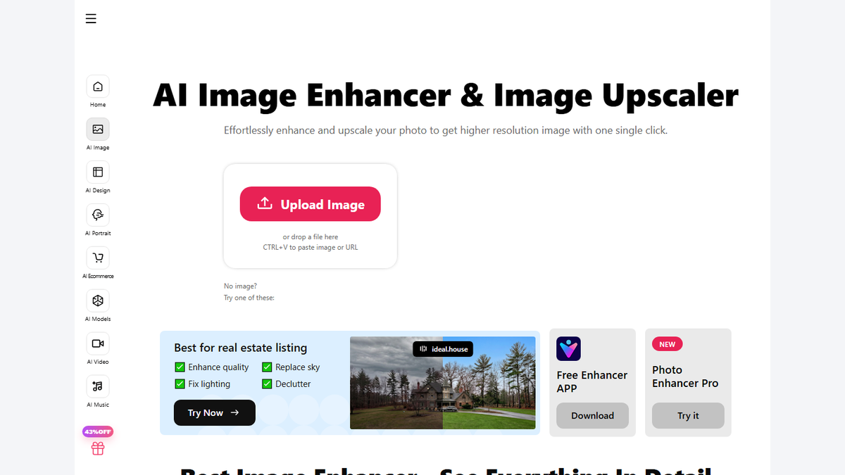рабочий интерфейс Cutout.Pro Photo Enhancer