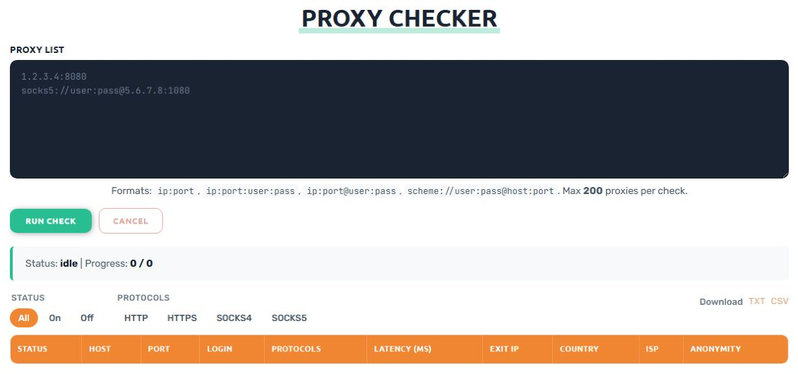 скриншот: FineProxy: реальный публичный Proxy Checker, не платный кабинет