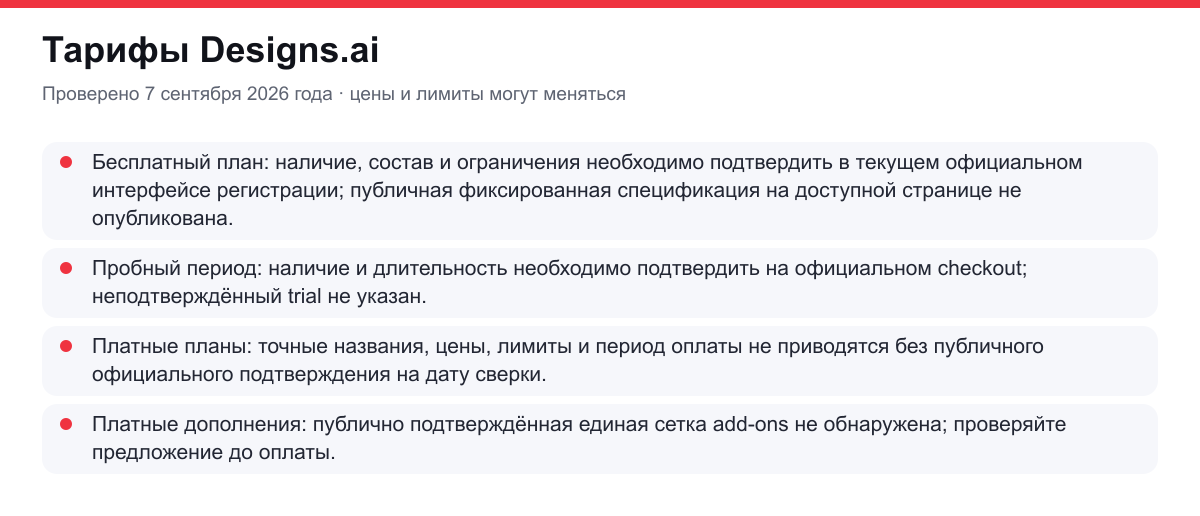 тарифы Designs.ai