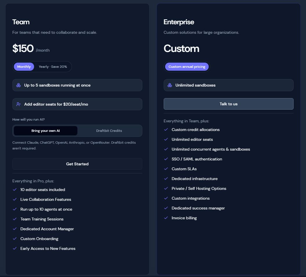 Официальные тарифы Draftbit