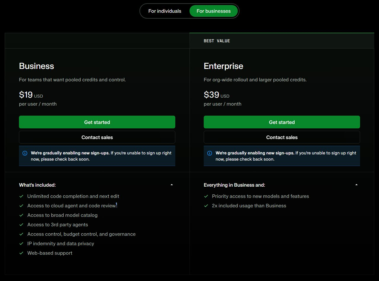 Официальные тарифы GitHub Copilot