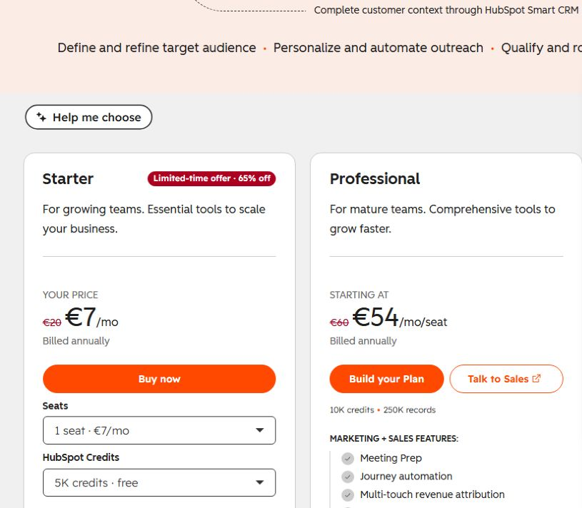тарифы HubSpot Breeze