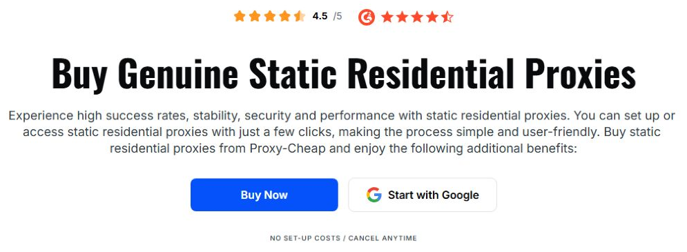 скриншот: Proxy-Cheap: официальная страница ISP-продукта