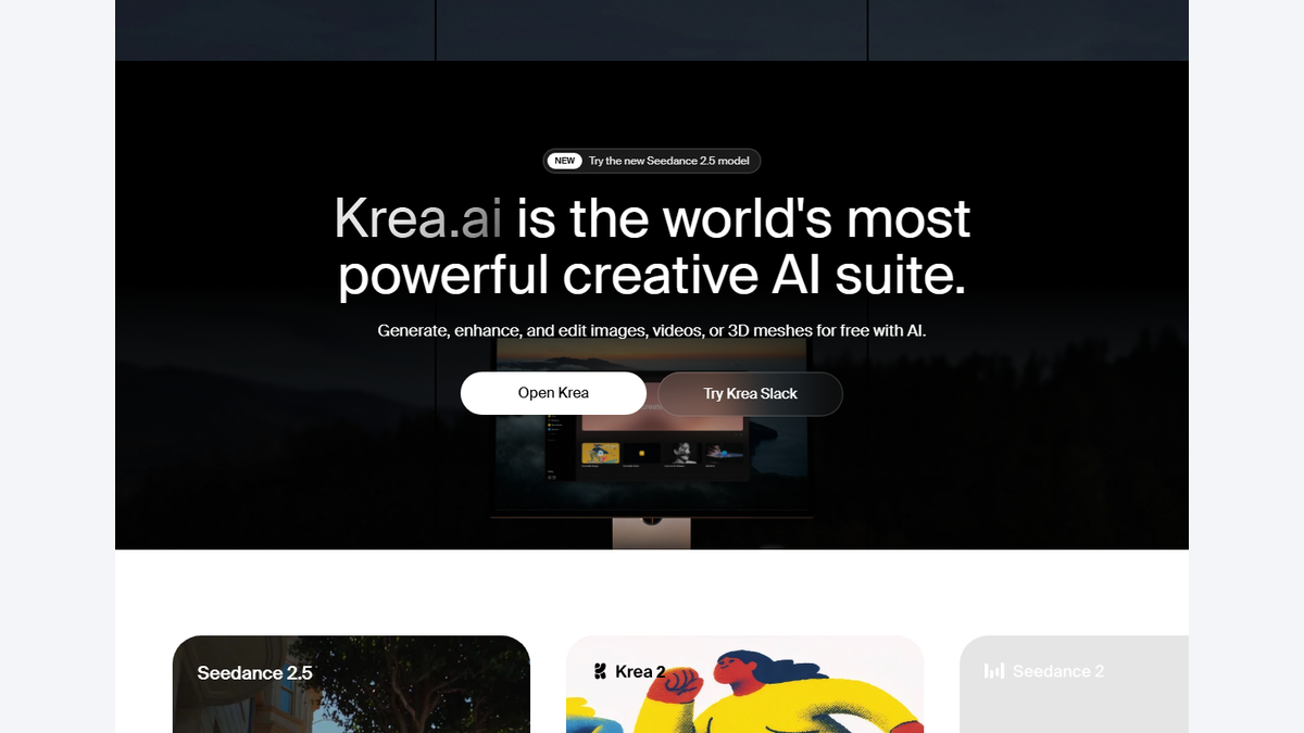 рабочий интерфейс Krea