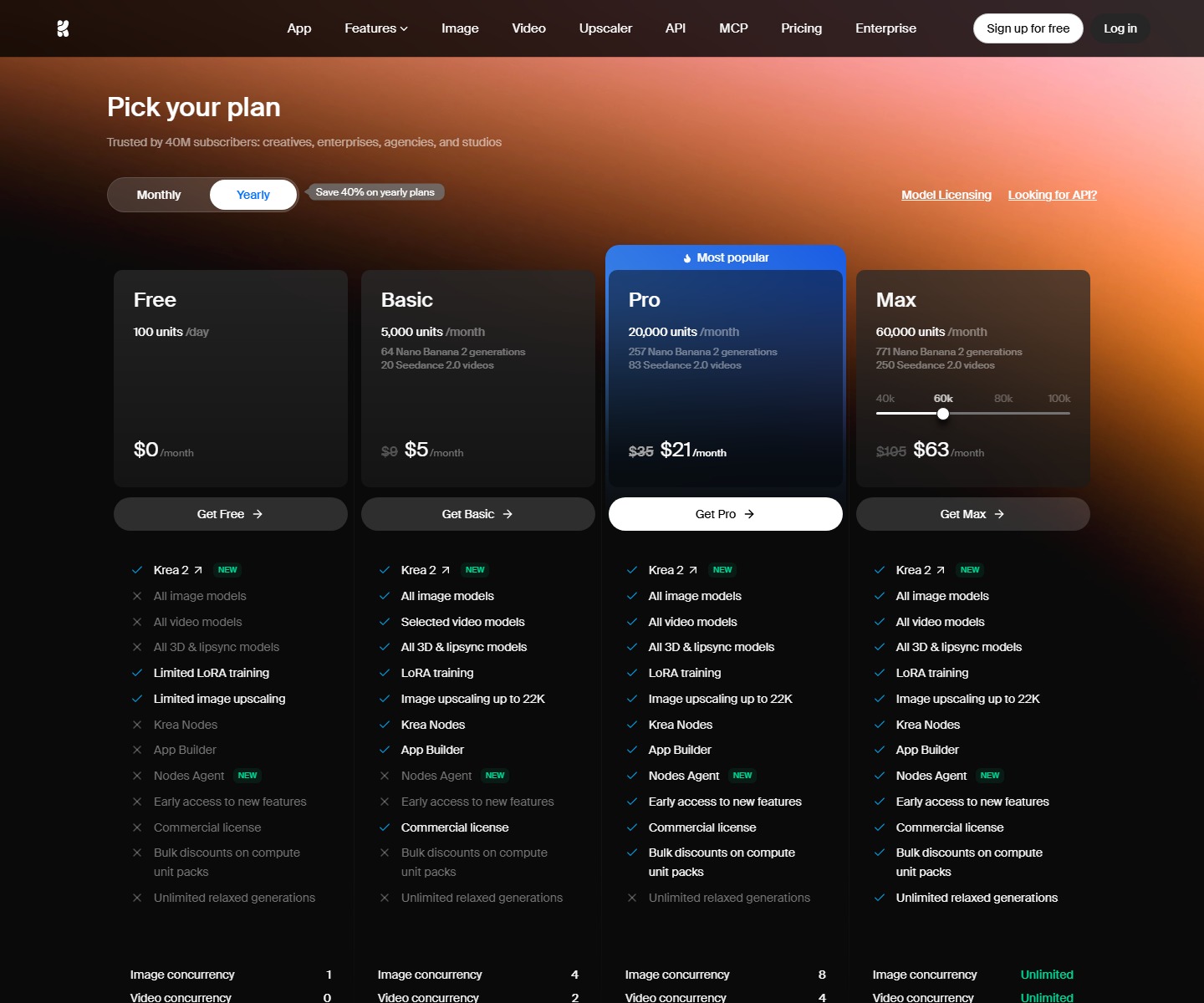 Тарифы Krea Тарифы Krea — официальный сайт
