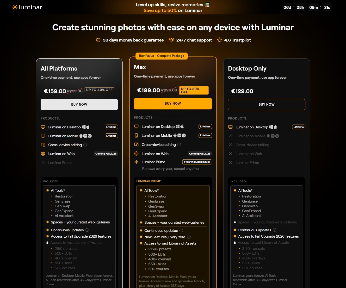 Тарифы Luminar Neo Тарифы Luminar Neo — официальный сайт