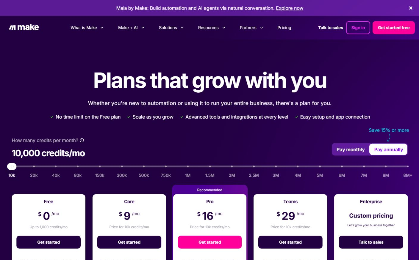 Тарифы Make AI Agents