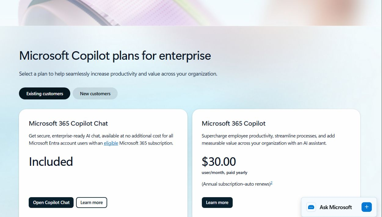 тарифы Microsoft 365 Copilot
