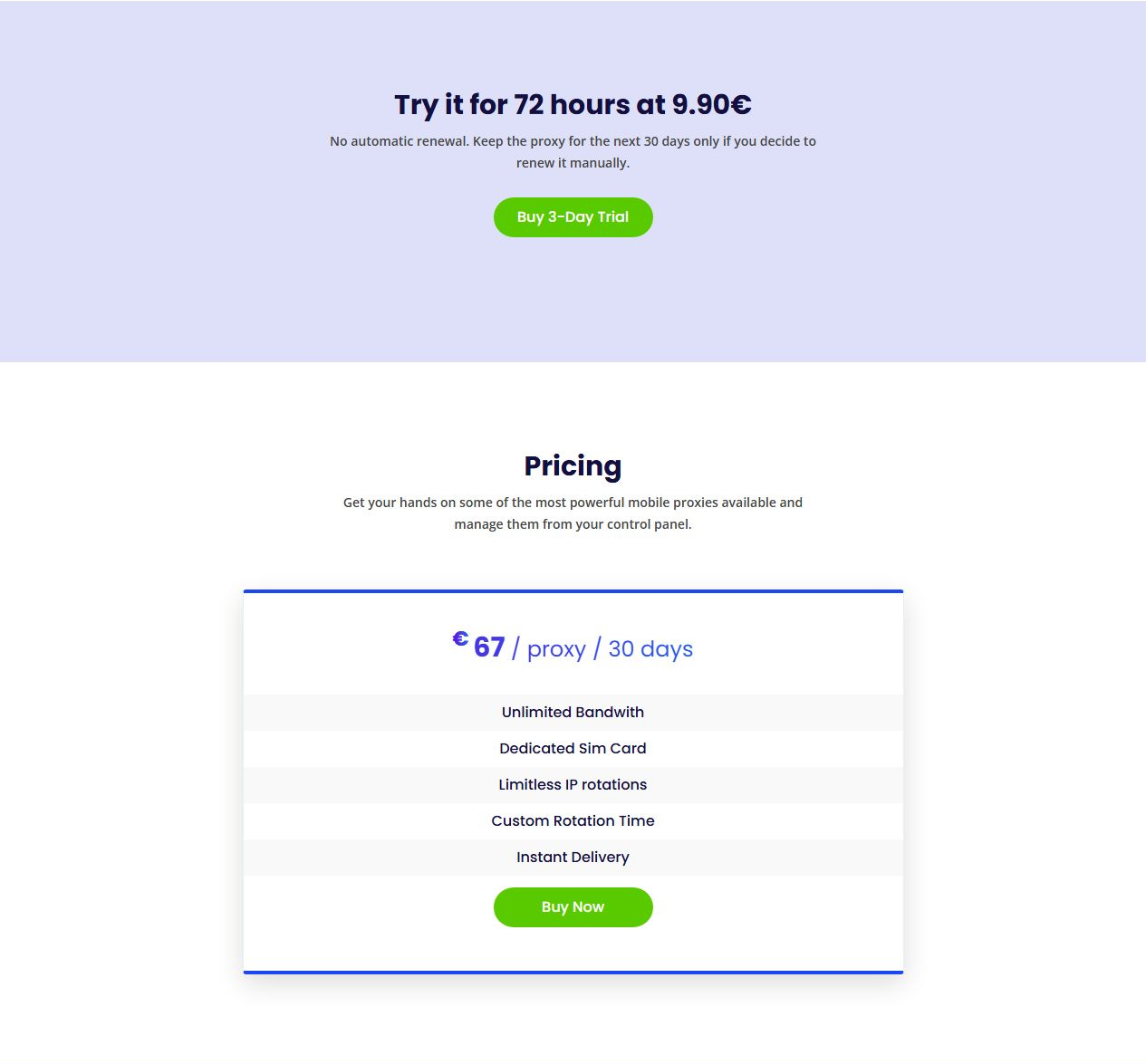 скриншот: AirProxy: официальные тарифы
