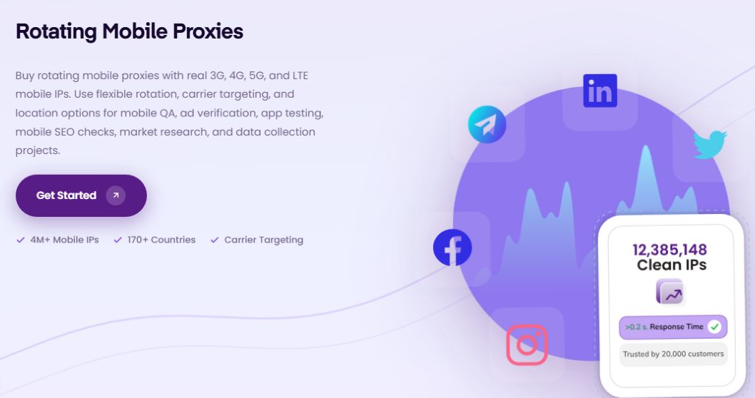 скриншот: ProxyEmpire: официальная страница мобильного продукта