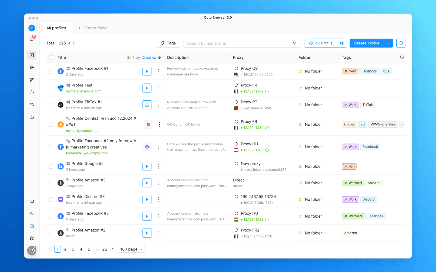 рабочий интерфейс Octo Browser &mdash; официальный экран
