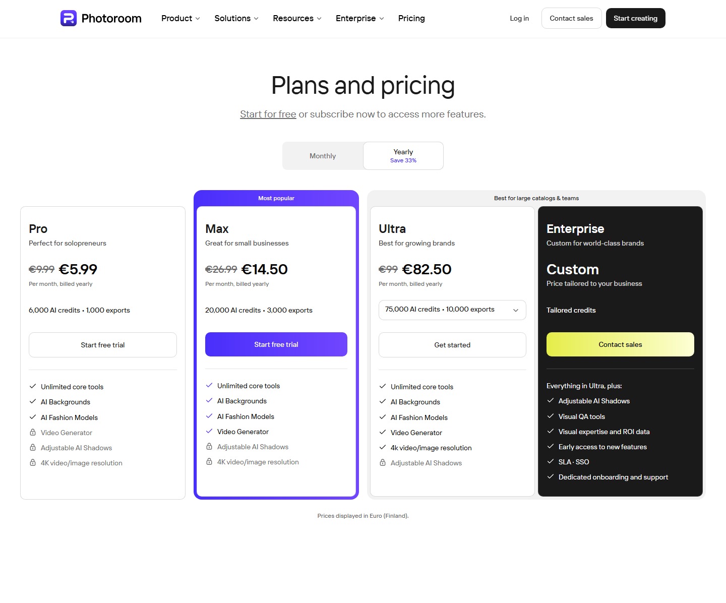 тарифы и условия доступа Photoroom