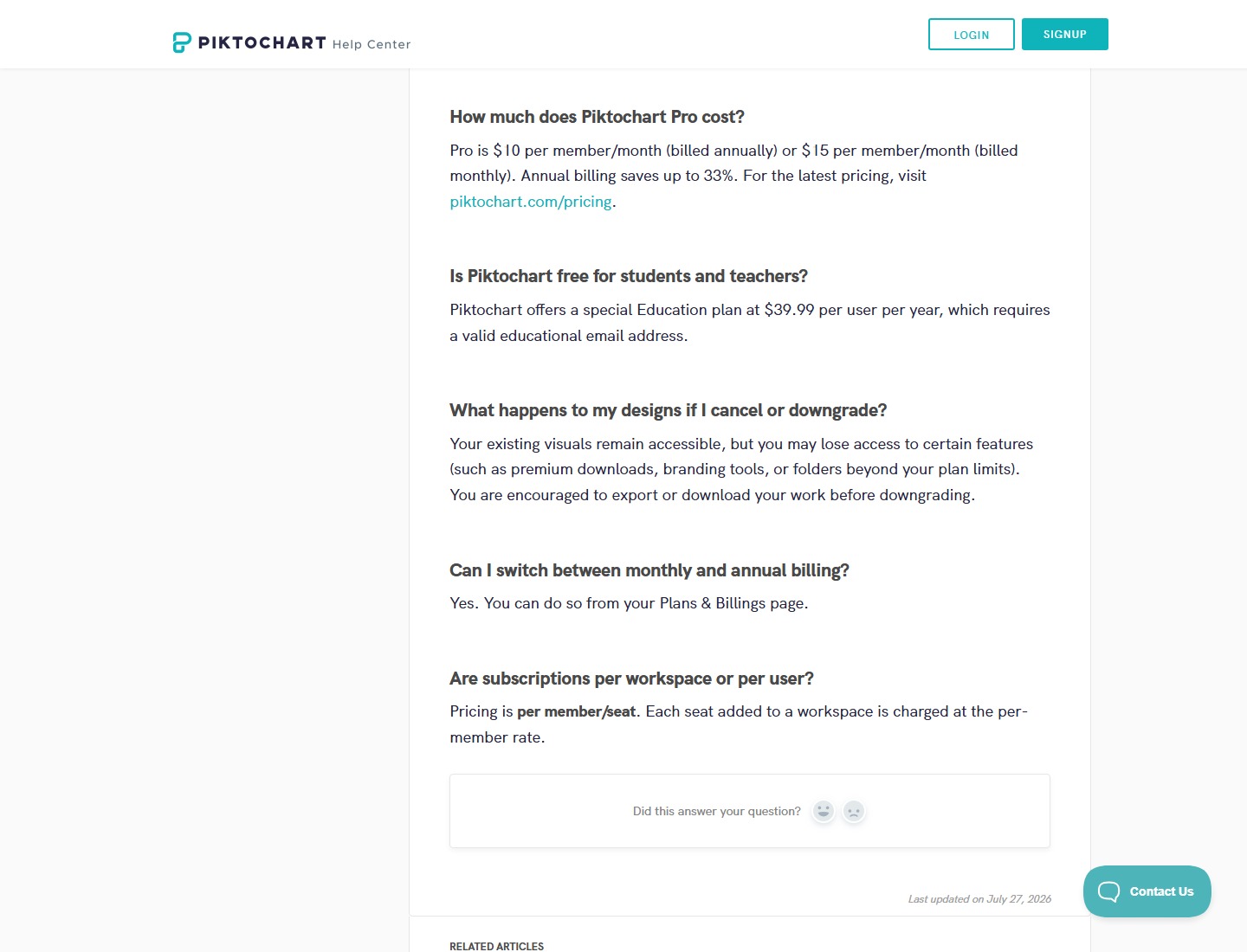 Тарифы Piktochart AI Тарифы Piktochart AI — официальный сайт