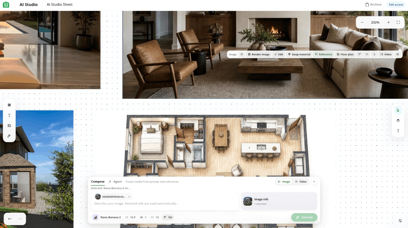 Рабочий интерфейс Planner 5D