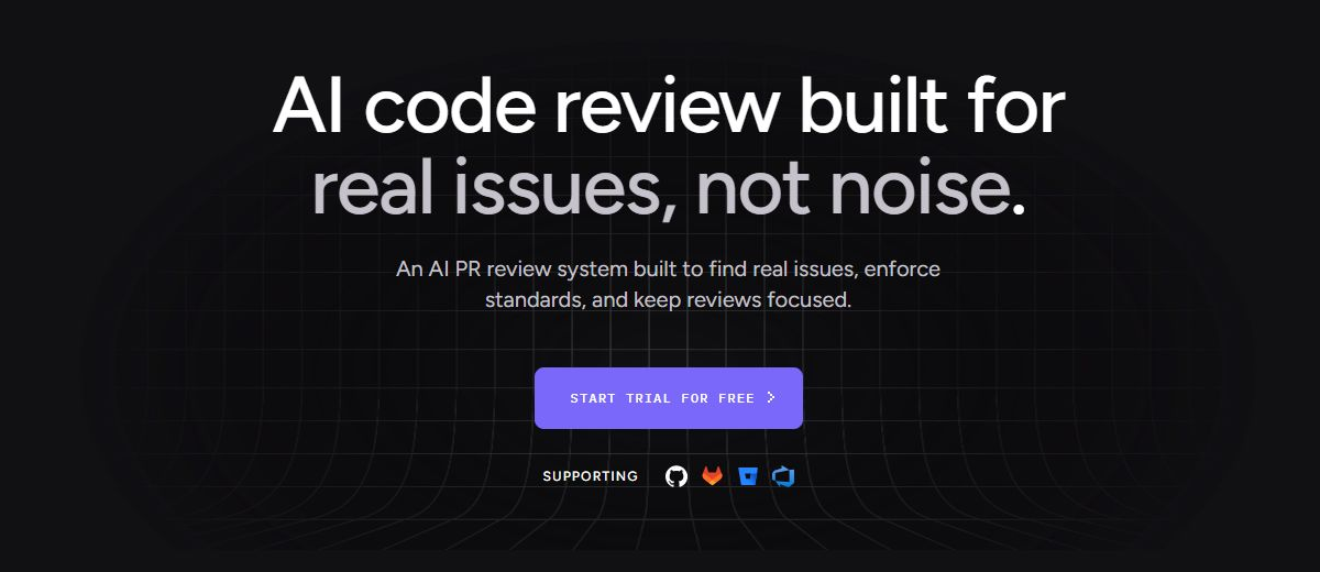 Главный экран официального сайта Qodo: AI-ревью pull request