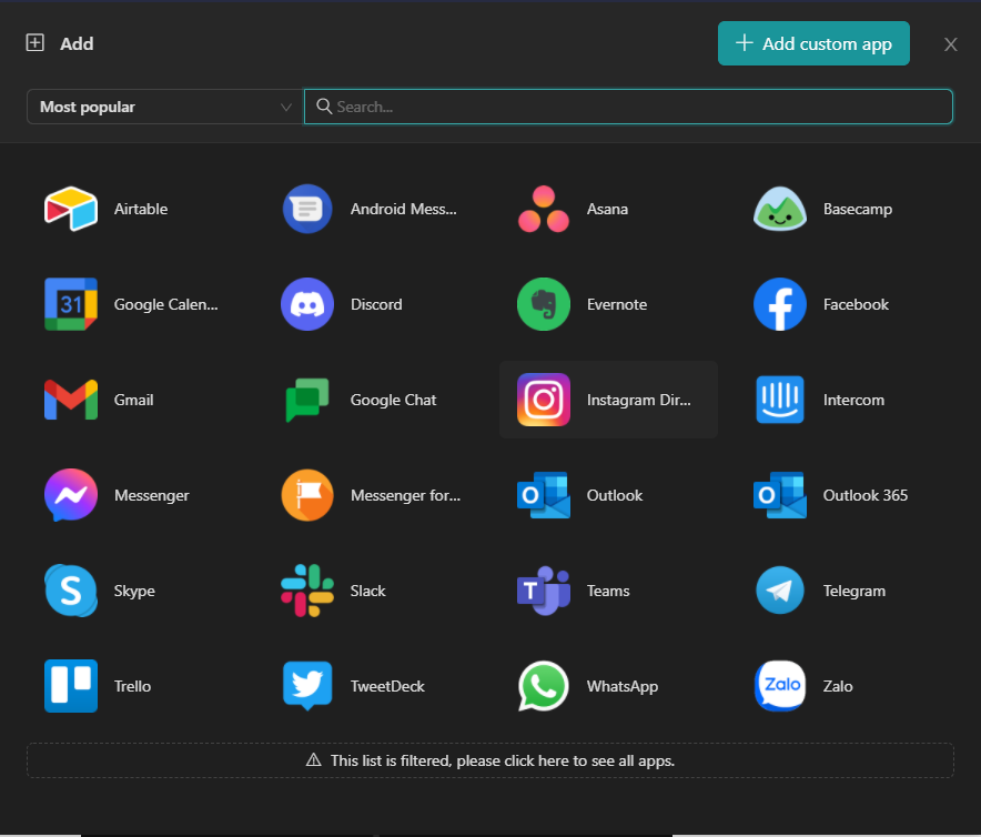 рабочий интерфейс Rambox — официальный экран