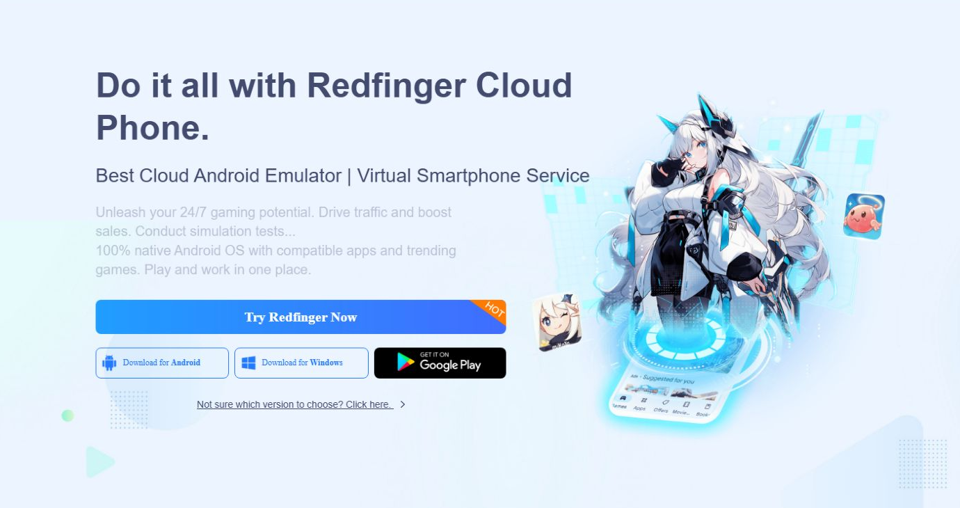 официальный основной экран Redfinger