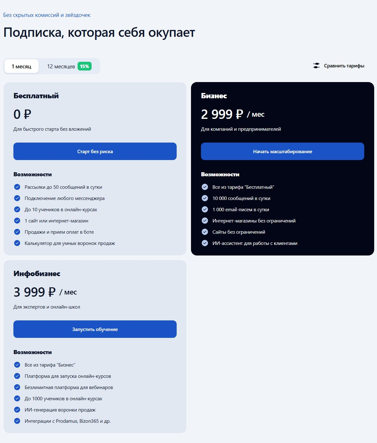 Официальные тарифы SaleBot