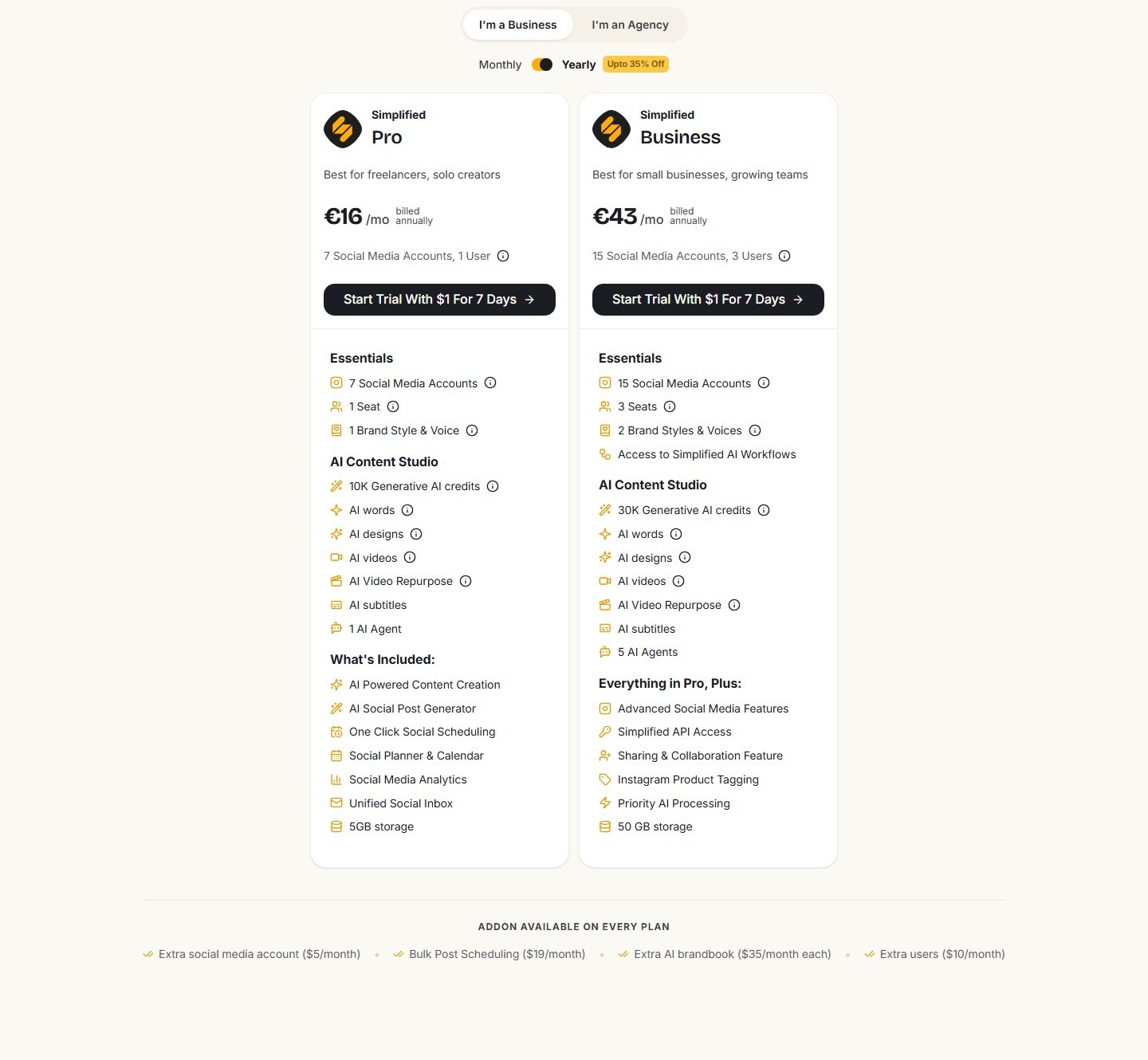 официальные тарифы Simplified