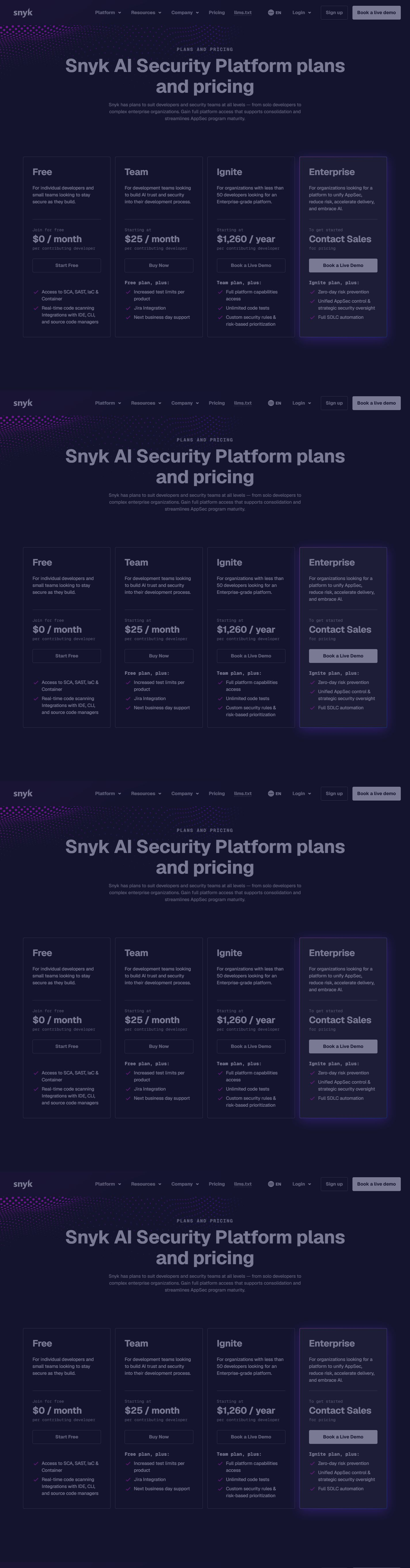 Официальные тарифы сервиса Snyk Code