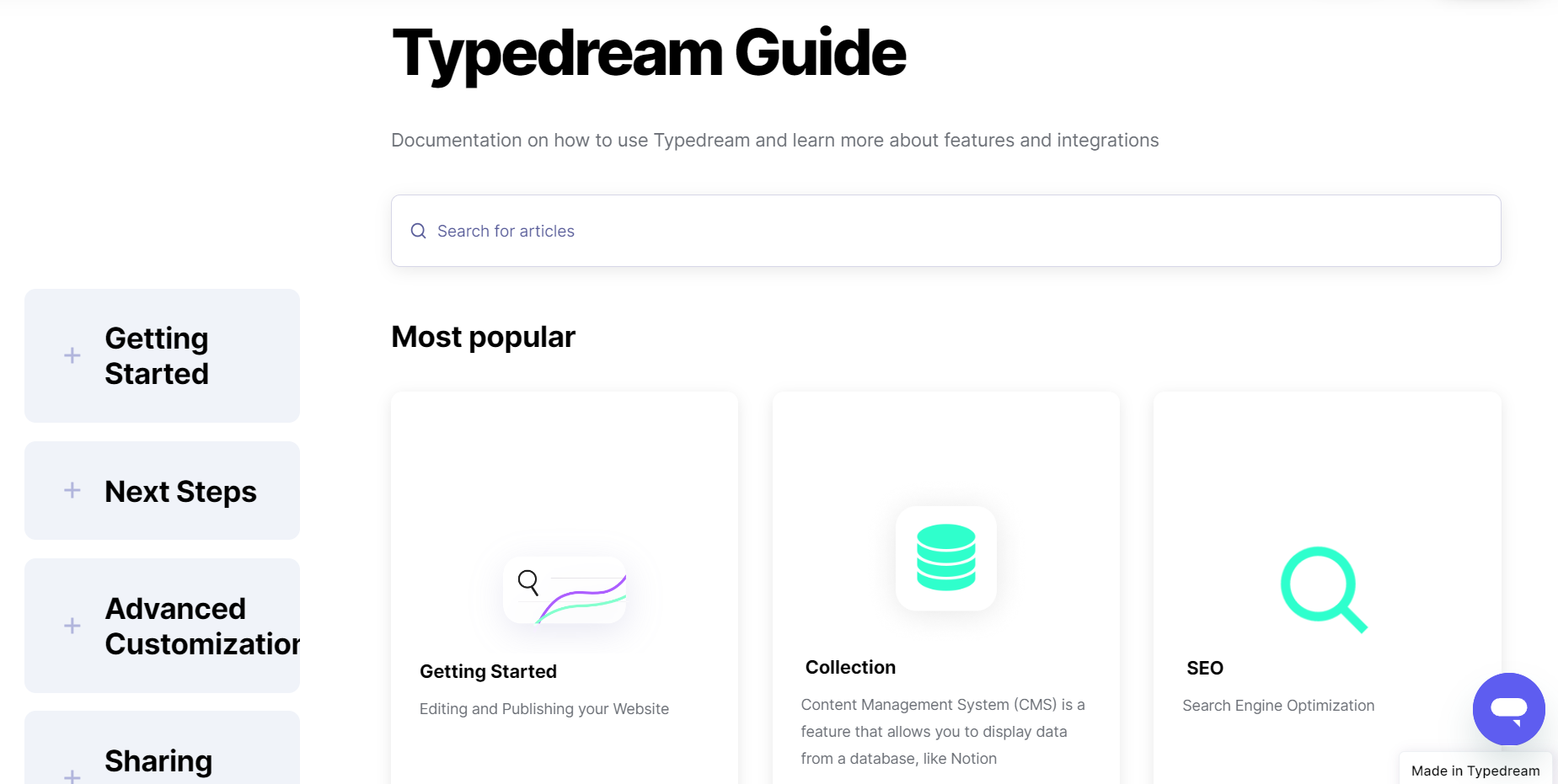 Официальный интерфейс или экран сервиса Typedream