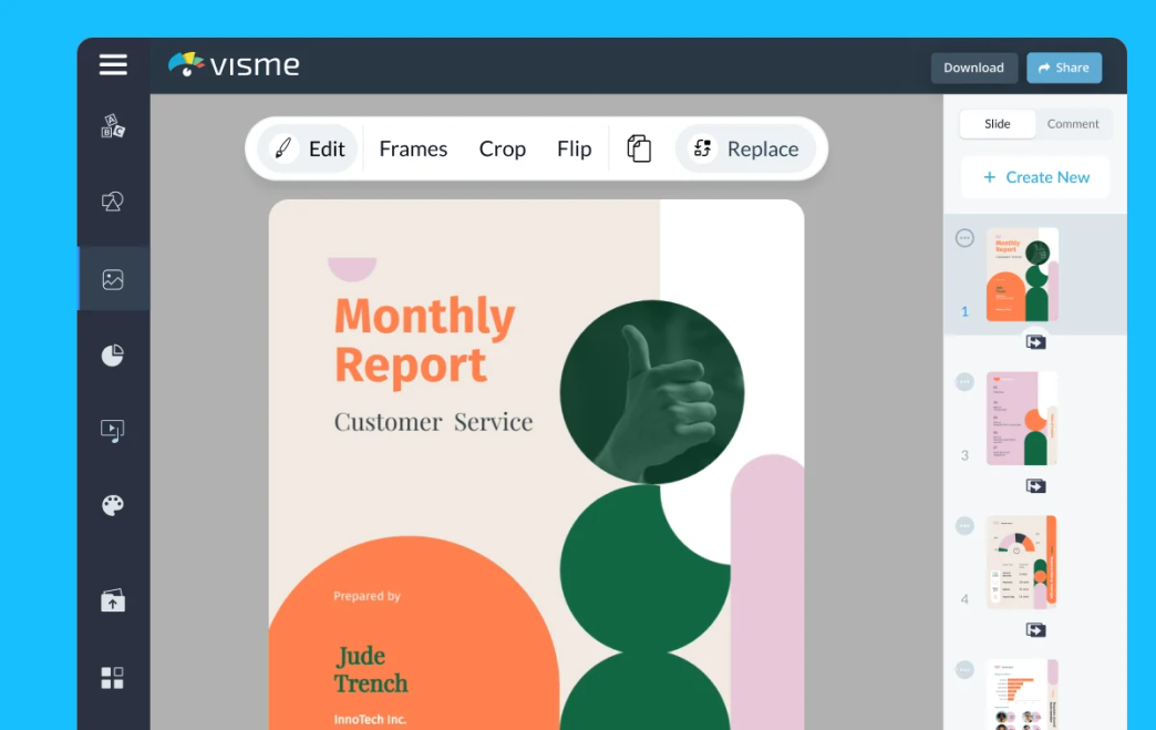 интерфейс и возможности Visme AI Designer