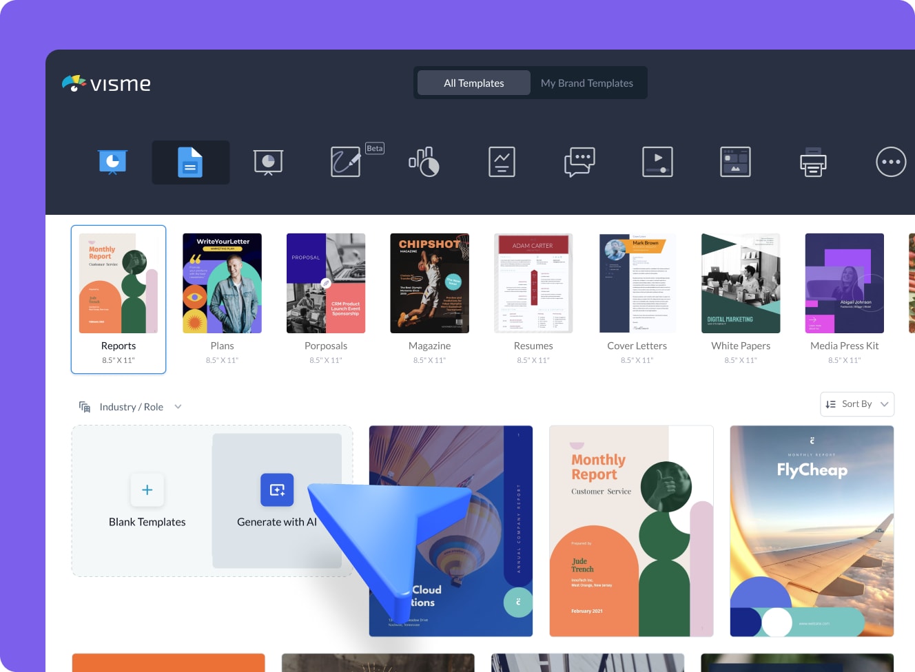 Рабочий интерфейс Visme