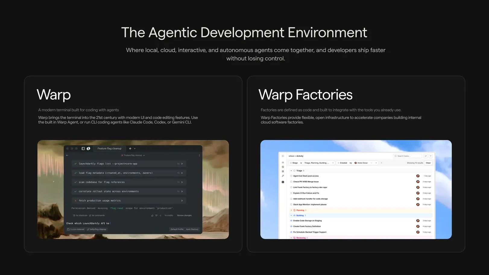 Официальный интерфейс или экран сервиса Warp