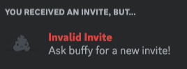 ошибка Invalid Invite при вводе недействительного кода Discord