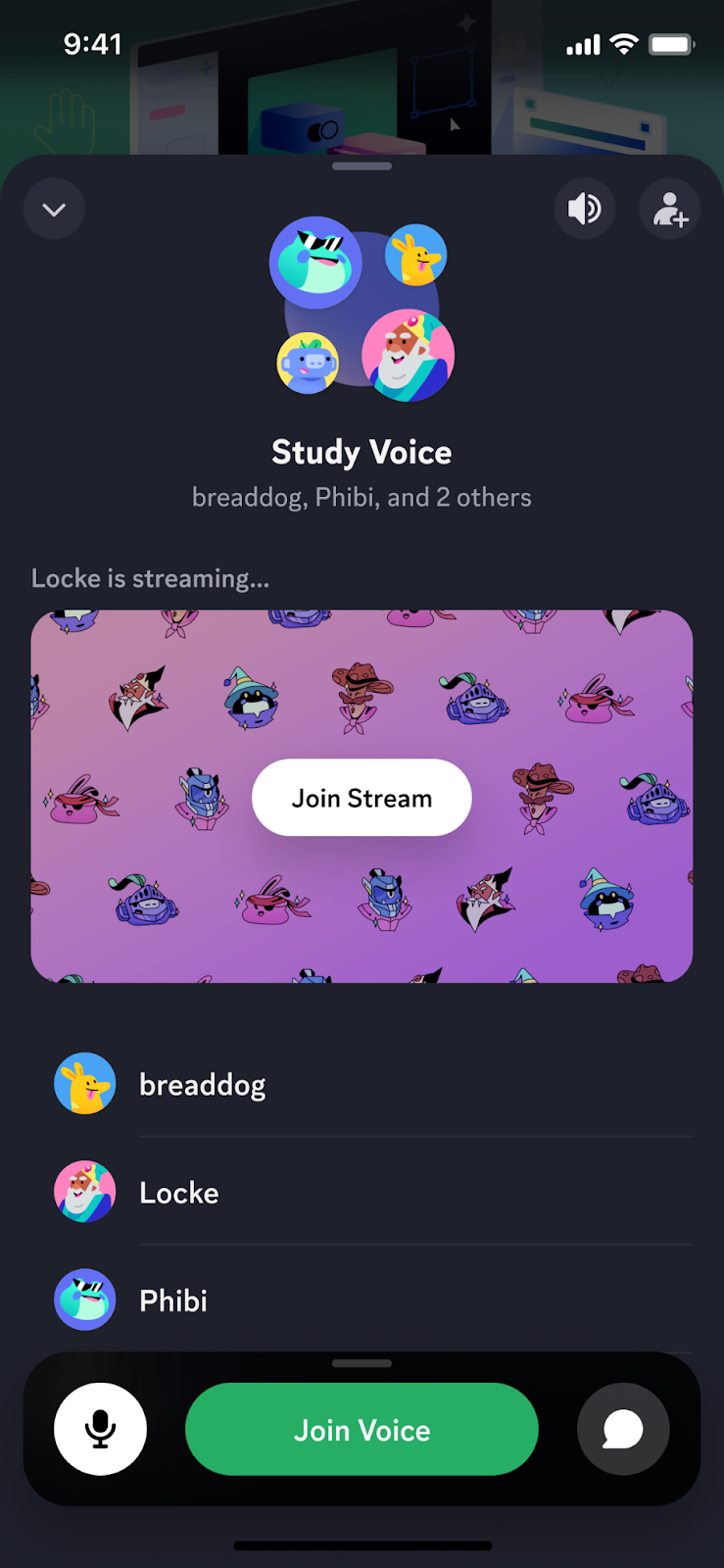 кнопка Join Voice для входа в голосовой канал Discord
