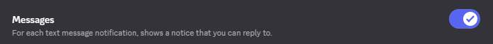переключатель уведомлений о сообщениях в оверлее Discord