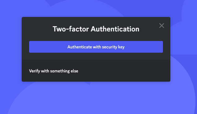 подтверждение входа ключом безопасности discord