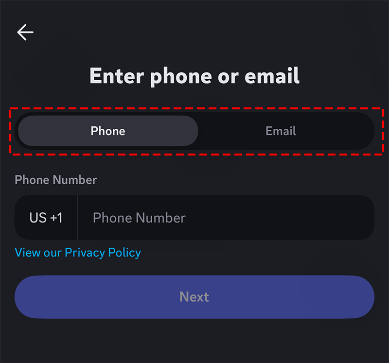 выбор телефона или email при регистрации в discord