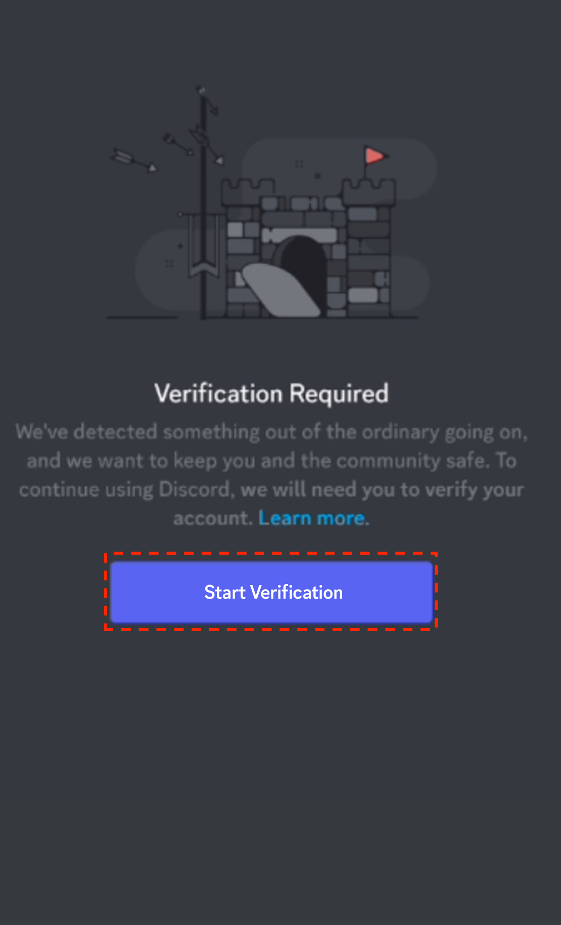 Кнопка Start Verification в Discord