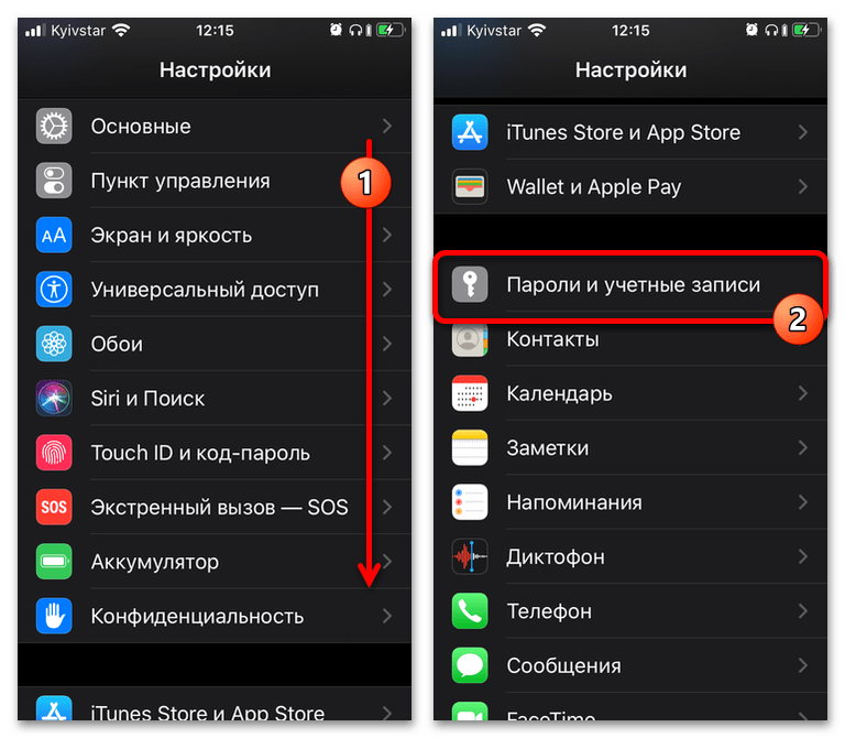 раздел паролей в настройках iphone