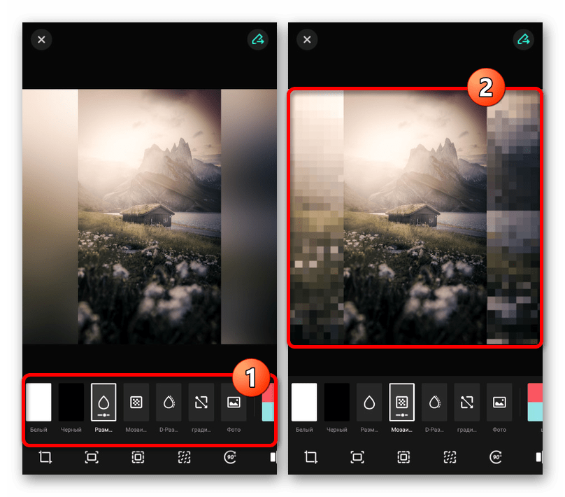 изменение фона для изображения для instagram в приложении square quick