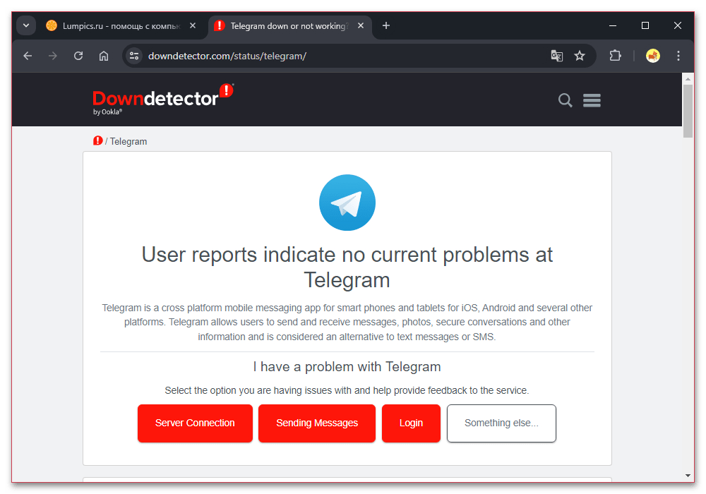 график сообщений о сбоях telegram
