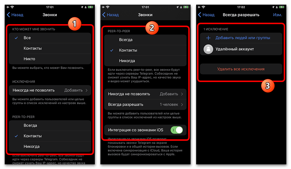 настройка входящих звонков telegram