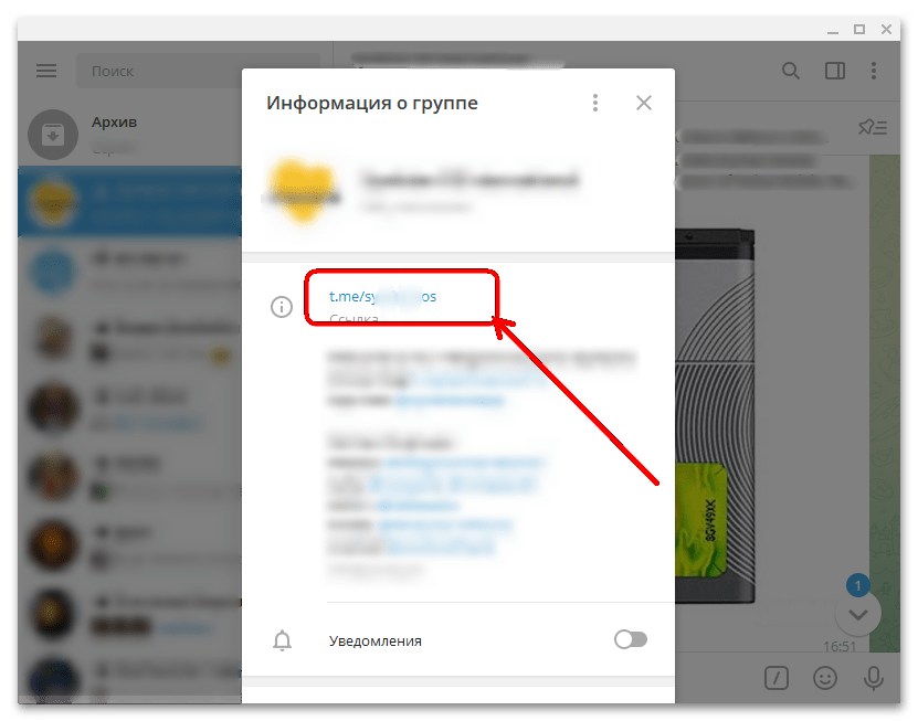 окно информации о группе в telegram desktop
