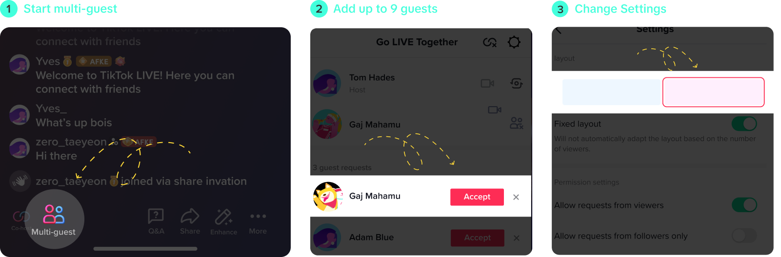 Настройка совместного эфира в TikTok