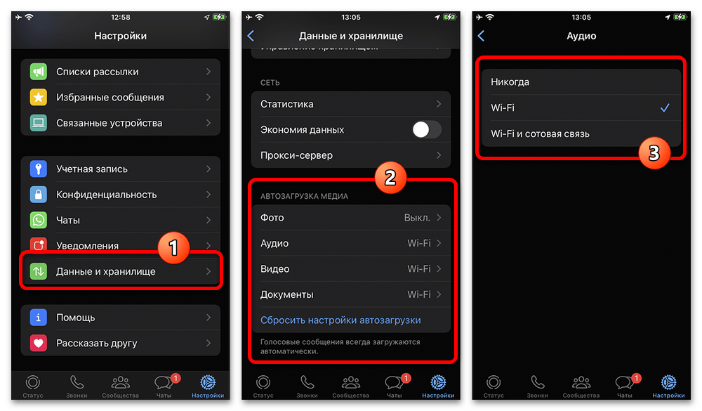 настройки автозагрузки медиа в WhatsApp