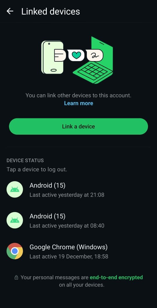 раздел связанных устройств whatsapp